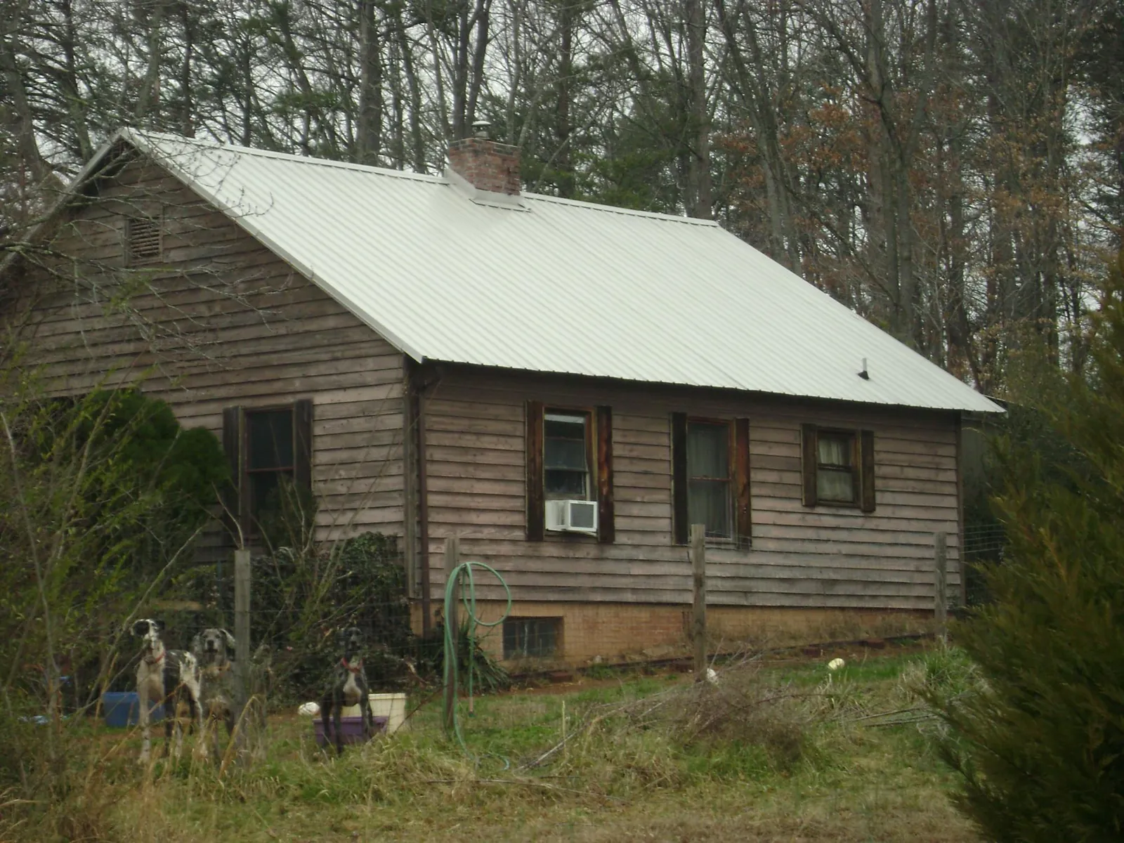 White metal roof on an old wood sided farmhouse, from a Asphalt Shingle Roof Repair job in North Billerica